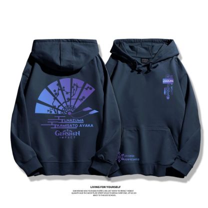 原神聯名衛衣2023秋冬新款親子情侶裝薄絨款連帽衛衣