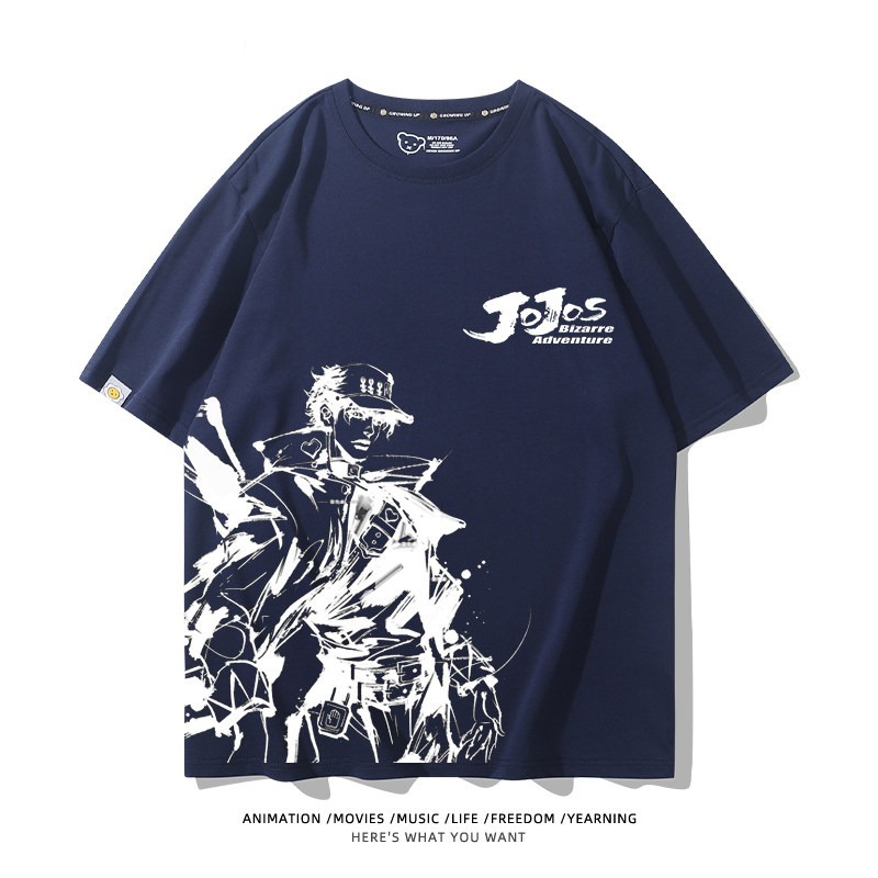 JOJO的奇妙冒險飆馬野郎周邊 男女同款親子情侶 印花短袖T恤