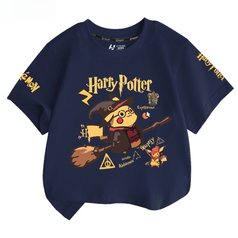 皮卡丘X哈利波特 2026親子情侶男女同款 印花短袖T恤