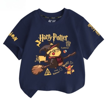 皮卡丘X哈利波特 2026親子情侶男女同款 印花短袖T恤