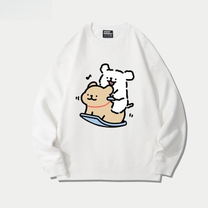 線條小狗 聯名親子情侶裝 圓領長袖