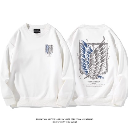 進擊的巨人 聯名衛衣2024秋冬新款親子情侶裝薄絨款連帽衛衣