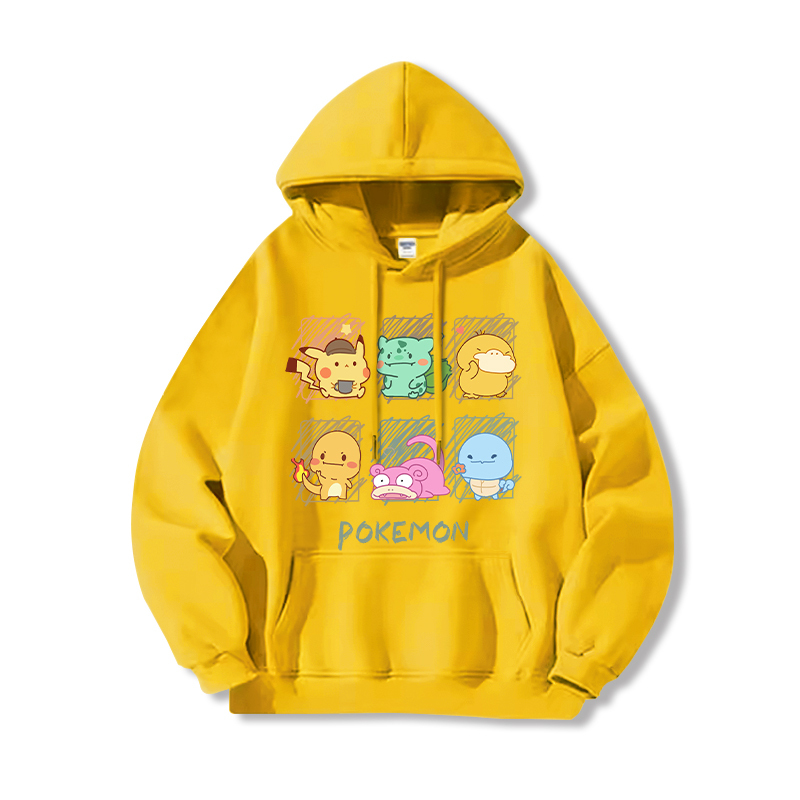 寶可夢 聯名衛衣2024秋冬新款親子情侶裝薄絨款連帽衛衣