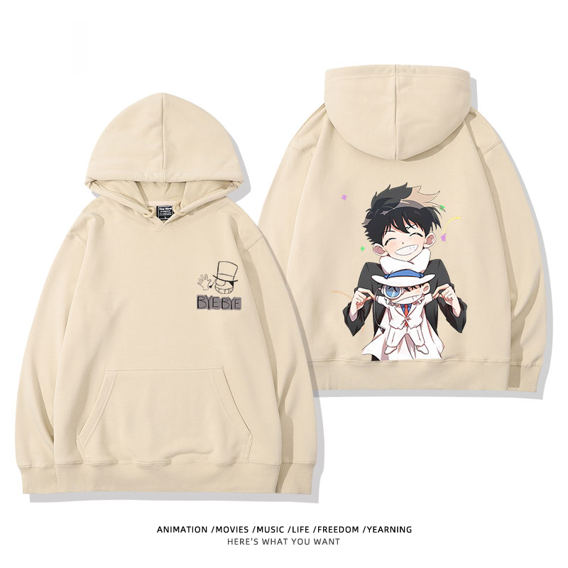 名偵探柯南 聯名衛衣2024秋冬新款親子情侶裝薄絨款連帽衛衣