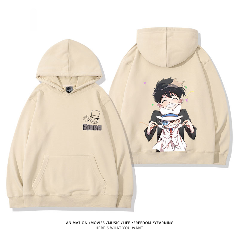 名偵探柯南 聯名衛衣2024秋冬新款親子情侶裝薄絨款連帽衛衣