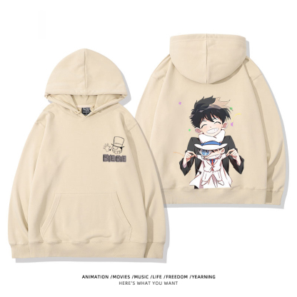 名偵探柯南 聯名衛衣2024秋冬新款親子情侶裝薄絨款連帽衛衣