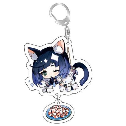 原神八重神子魈可莉刻晴亞克力萬葉熒七七鍾離亞力克鑰匙扣掛飾【單買三件起送】