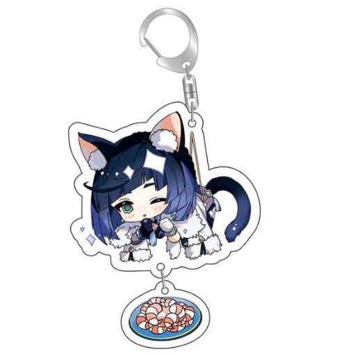 原神八重神子魈可莉刻晴亞克力萬葉熒七七鍾離亞力克鑰匙扣掛飾【單買三件起送】