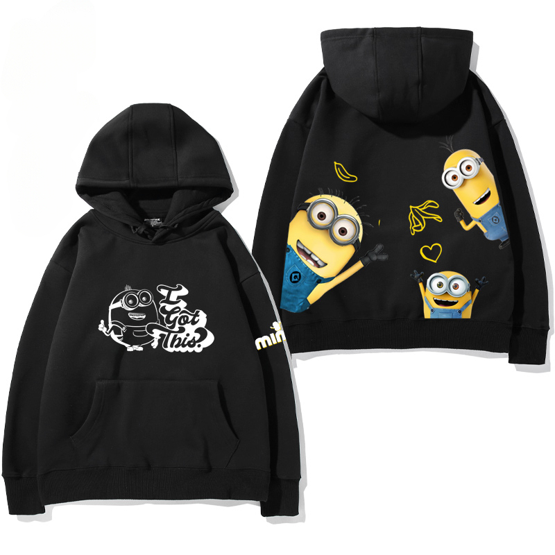 小黃人 聯名衛衣2024秋冬新款親子情侶裝薄絨款連帽衛衣