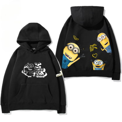 小黃人 聯名衛衣2024秋冬新款親子情侶裝薄絨款連帽衛衣