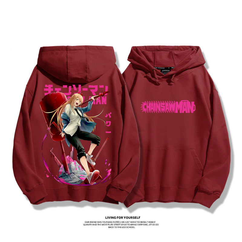 鏈鋸人血之惡魔帕瓦2024秋冬新款親子情侶裝薄絨款連帽衛衣
