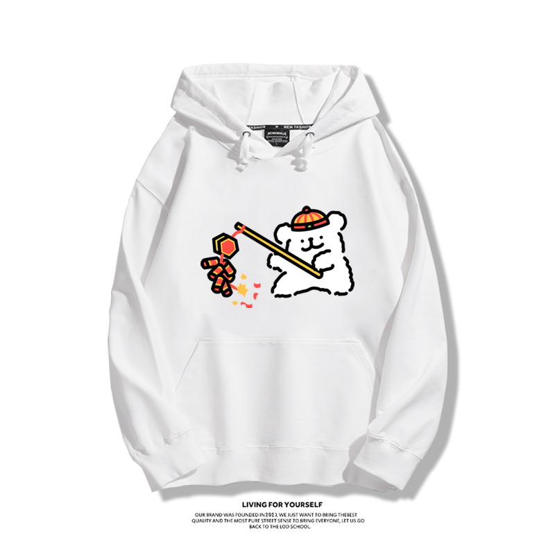 線條小狗聯名衛衣2023秋冬新款親子情侶裝薄絨款連帽衛衣