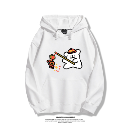 線條小狗聯名衛衣2023秋冬新款親子情侶裝薄絨款連帽衛衣