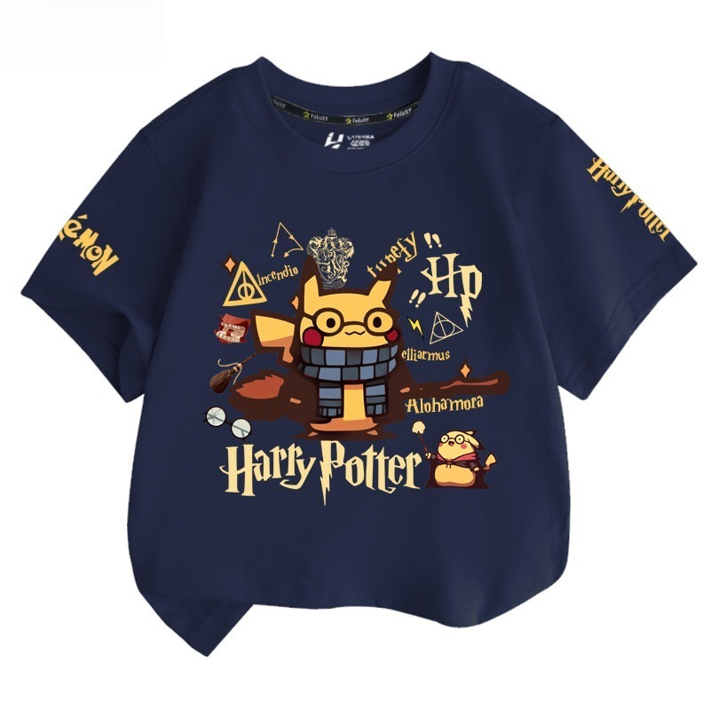 皮卡丘X哈利波特 2026親子情侶男女同款 印花短袖T恤
