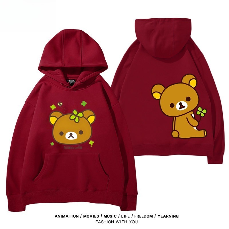 日系拉拉熊 聯名衛衣新款 親子情侶裝連帽衛衣