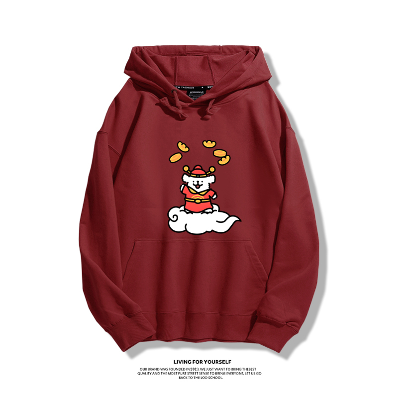 線條小狗聯名衛衣2023秋冬新款親子情侶裝薄絨款連帽衛衣