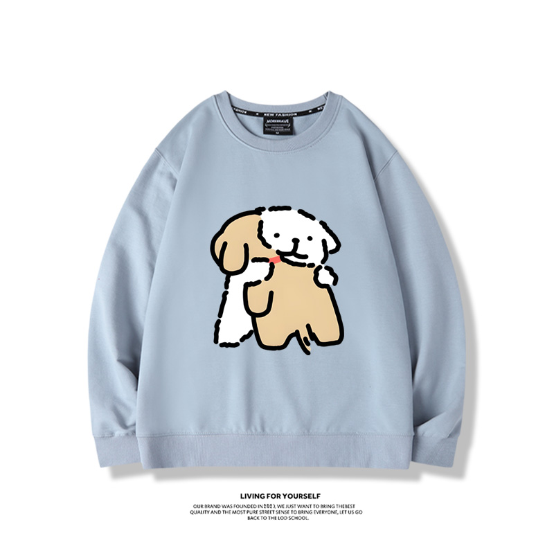 線條小狗2024親子情侶裝 圓領長袖