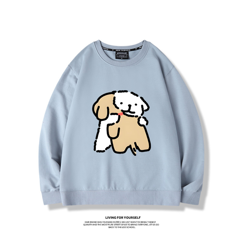 線條小狗2024親子情侶裝 圓領長袖