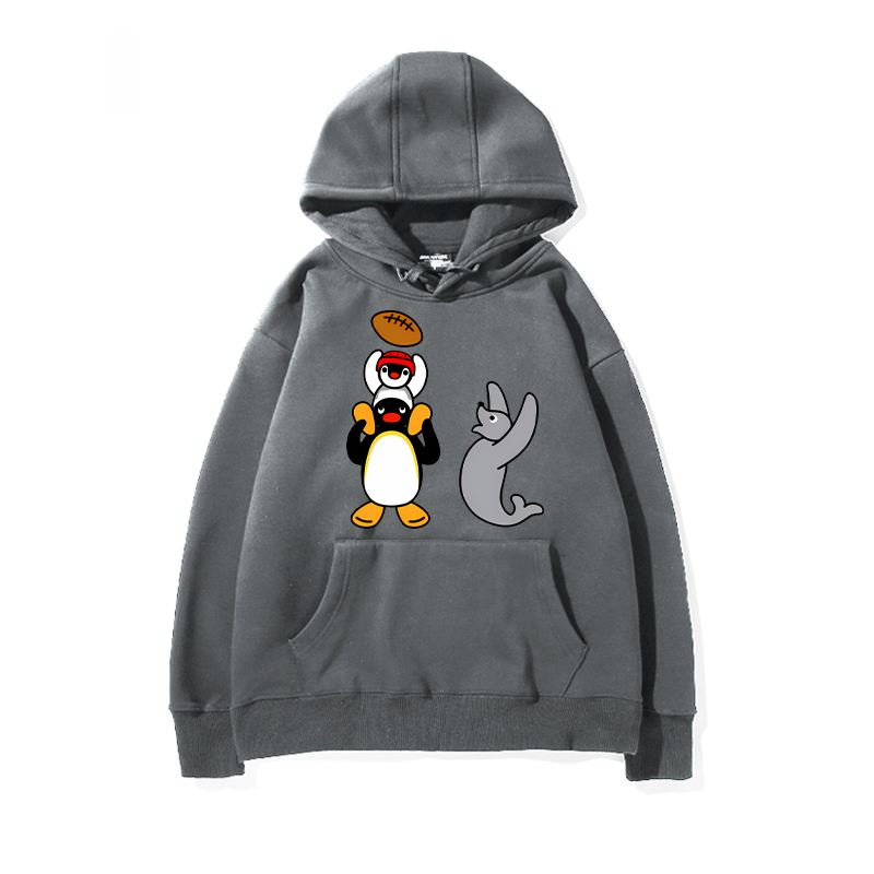 企鵝家族PINGU 聯名衛衣2024秋冬新款親子情侶裝薄絨款連帽衛衣