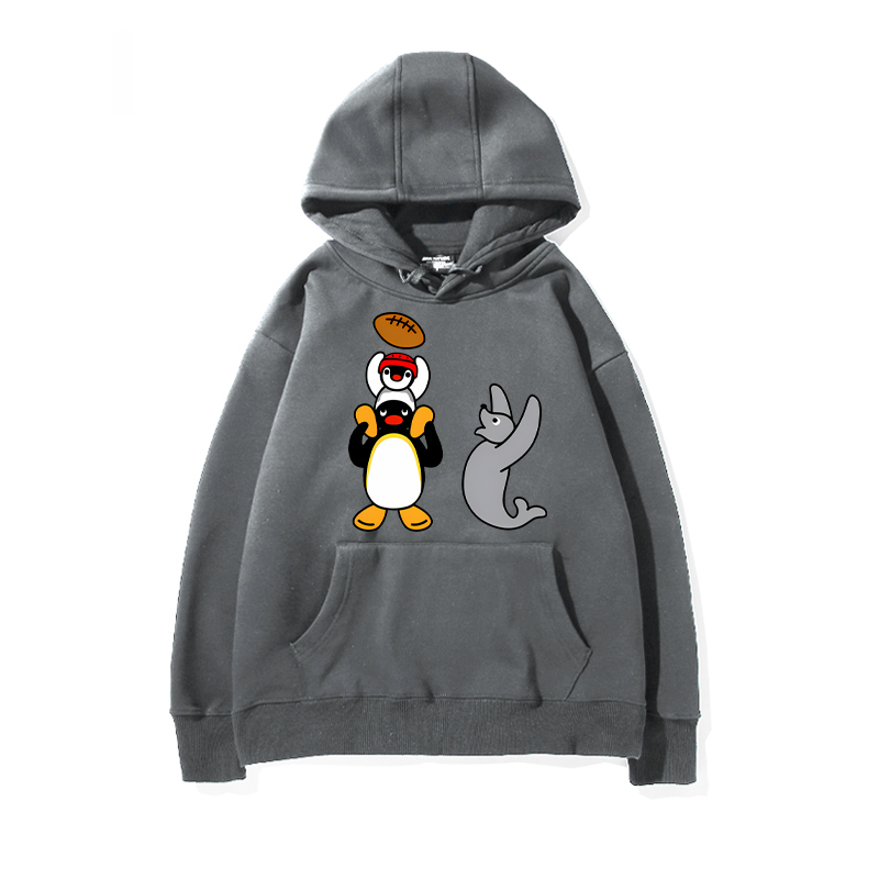 企鵝家族PINGU 聯名衛衣2024秋冬新款親子情侶裝薄絨款連帽衛衣