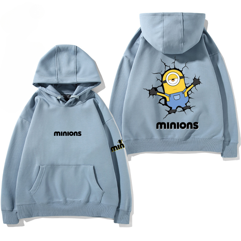 小黃人 聯名衛衣2024秋冬新款親子情侶裝薄絨款連帽衛衣