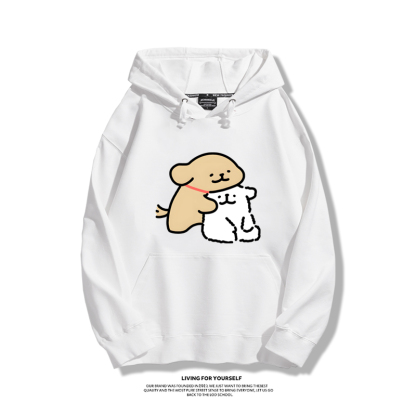 線條小狗聯名衛衣2023秋冬新款親子情侶裝薄絨款連帽衛衣