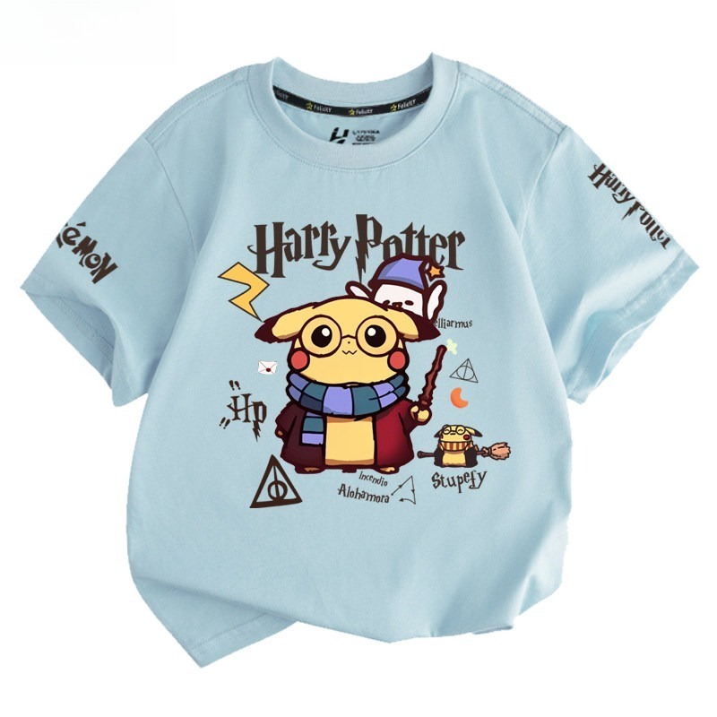 皮卡丘X哈利波特 2026親子情侶男女同款 印花短袖T恤