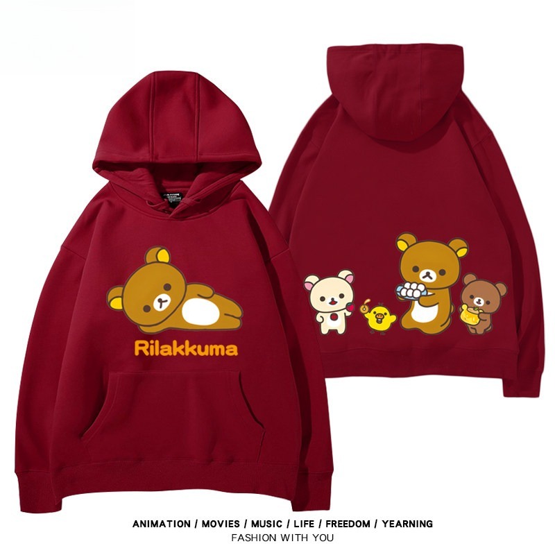日系拉拉熊 聯名衛衣新款 親子情侶裝連帽衛衣