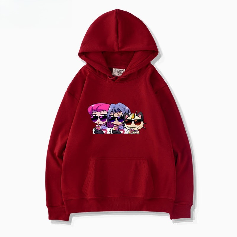 寶可夢火箭隊 聯名衛衣新款 親子情侶裝連帽衛衣