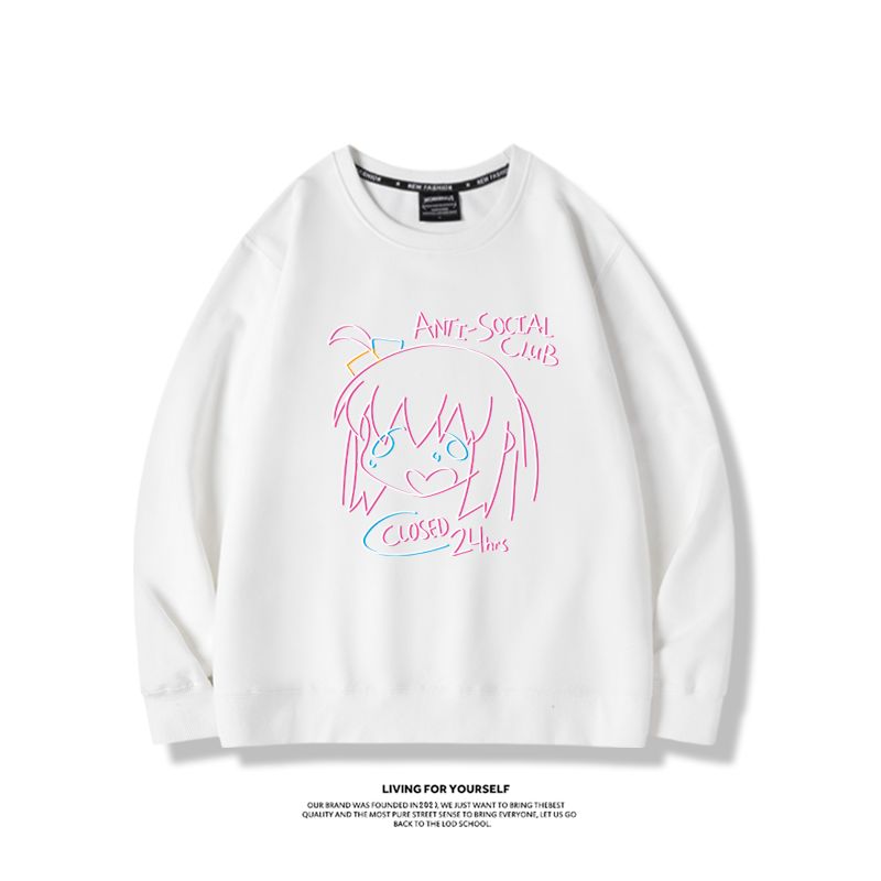 孤獨搖滾線條親子情侶裝 圓領長袖