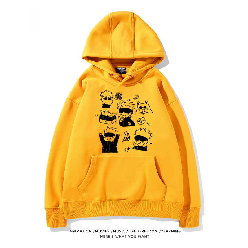 咒術迴戰聯名衛衣2024秋冬新款親子情侶裝薄絨款連帽衛衣