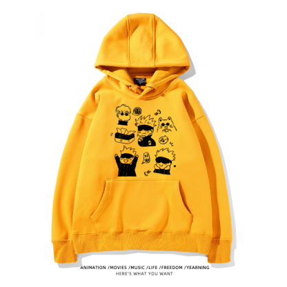 咒術迴戰聯名衛衣2024秋冬新款親子情侶裝薄絨款連帽衛衣