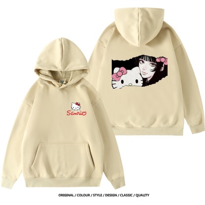 伊藤潤二聯名富江Kitty貓衛衣新款 親子情侶裝連帽衛衣