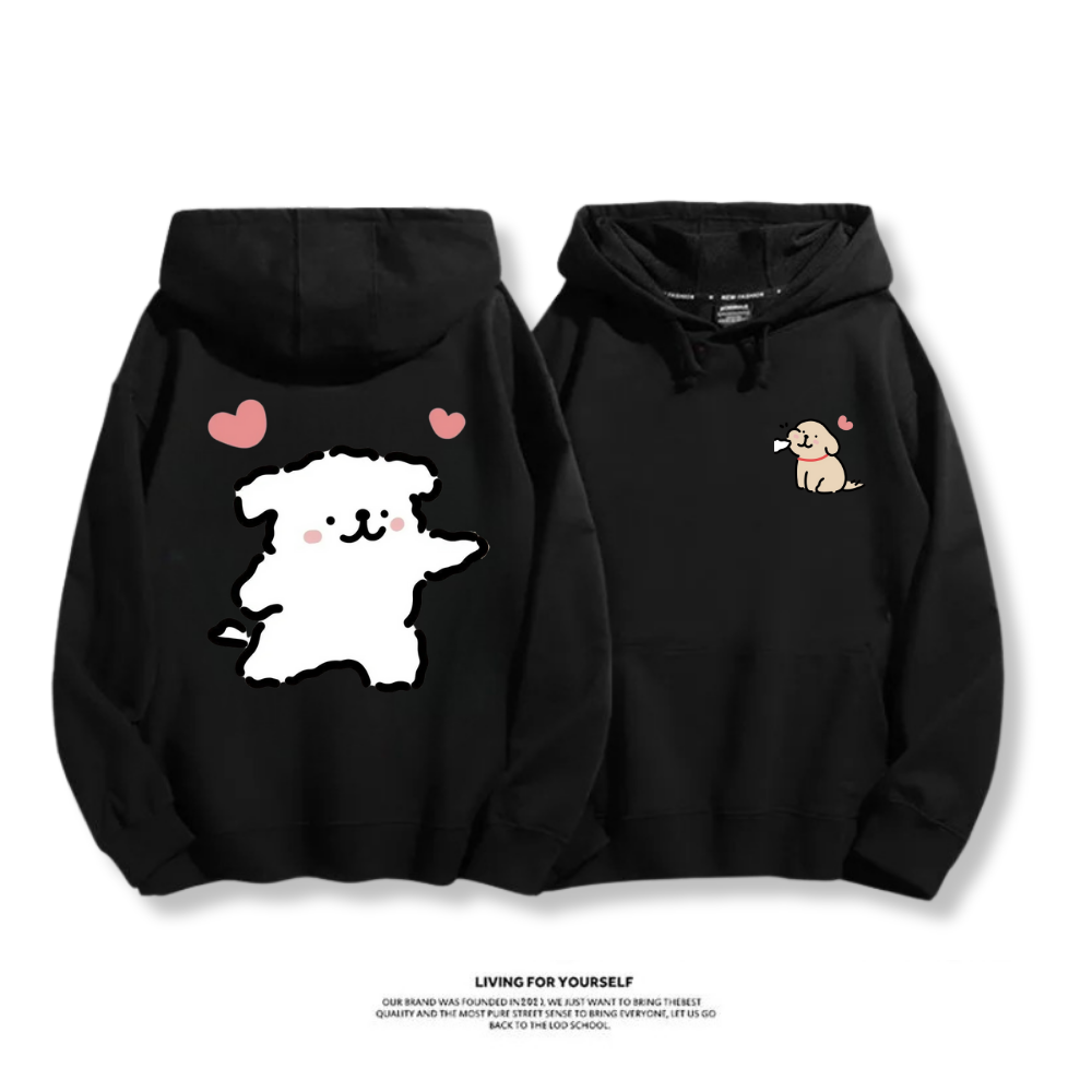 線條小狗 2025秋冬新款 親子情侶男女連帽衛衣