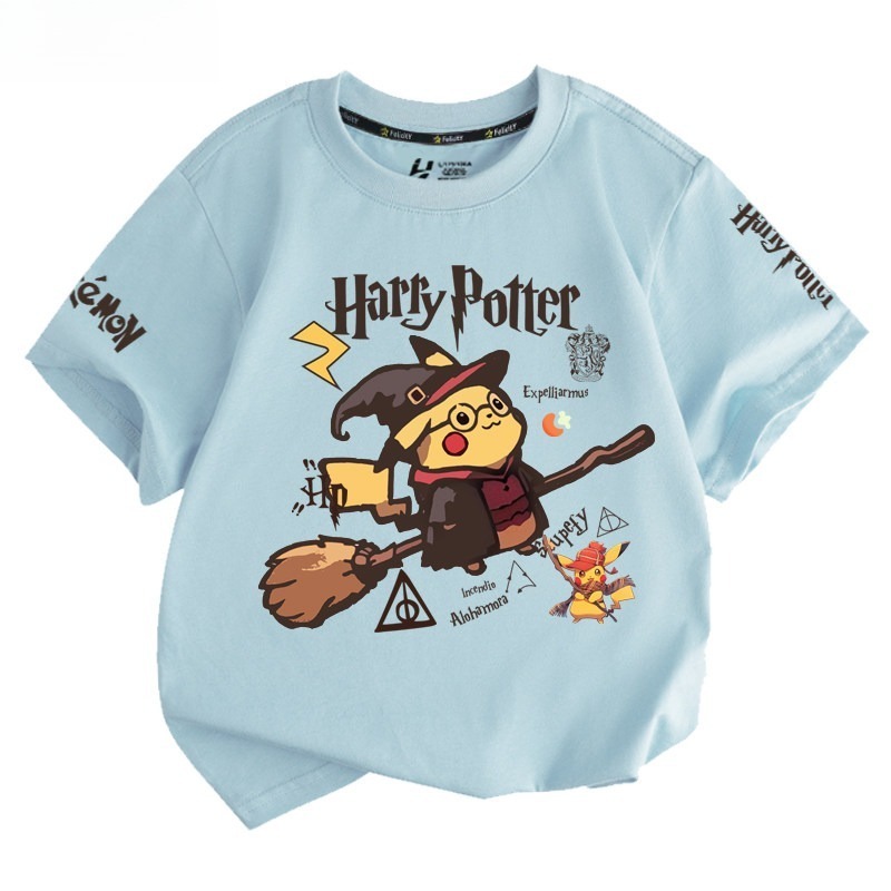 皮卡丘X哈利波特 2026親子情侶男女同款 印花短袖T恤