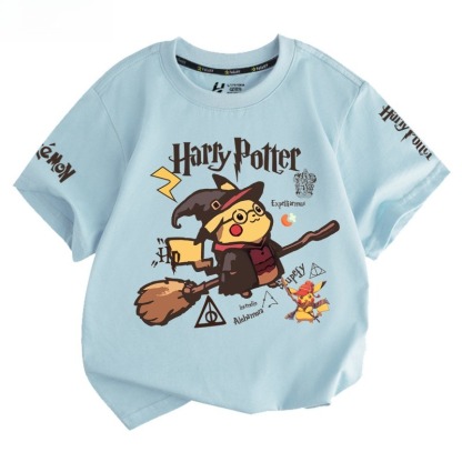 皮卡丘X哈利波特 2026親子情侶男女同款 印花短袖T恤