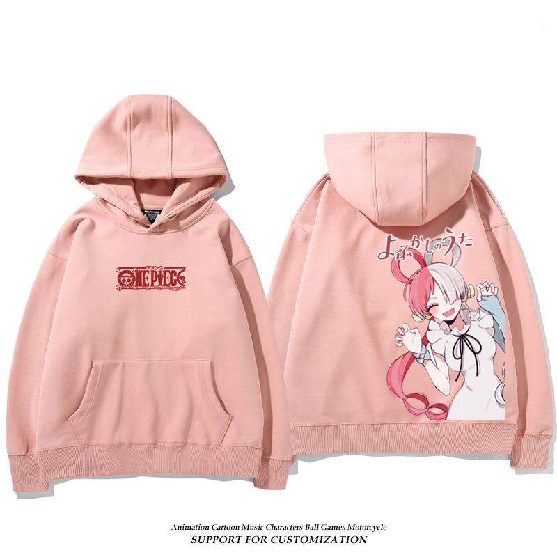 航海王紅髮歌姬烏塔 聯名衛衣2024秋冬新款親子情侶裝薄絨款連帽衛衣