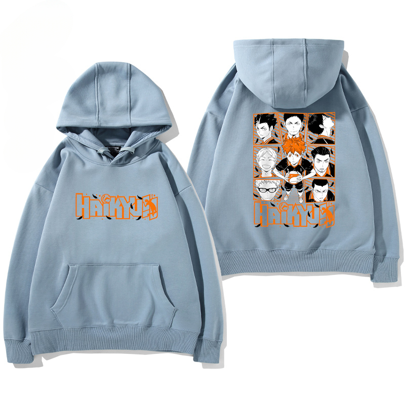 排球少年聯名衛衣2024秋冬新款親子情侶裝薄絨款連帽衛衣