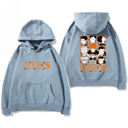 排球少年聯名衛衣2024秋冬新款親子情侶裝薄絨款連帽衛衣