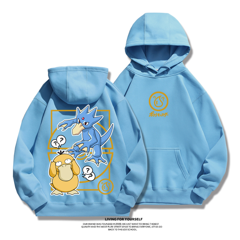 寶可夢聯名衛衣2024秋冬新款親子情侶裝薄絨款連帽衛衣