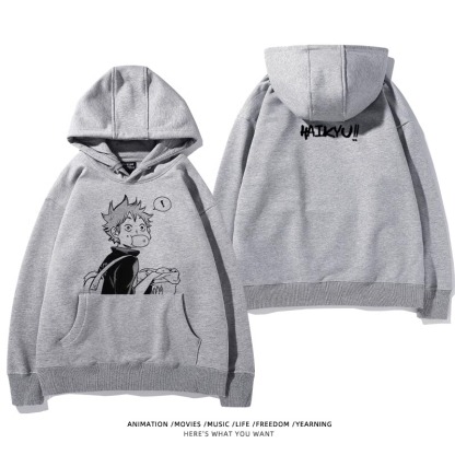 排球少年聯名衛衣2024秋冬新款親子情侶裝薄絨款連帽衛衣