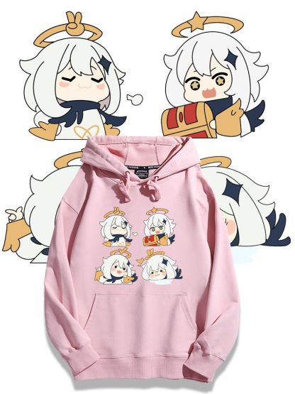 原神派蒙聯名衛衣2024秋冬新款親子情侶裝薄絨款連帽衛衣