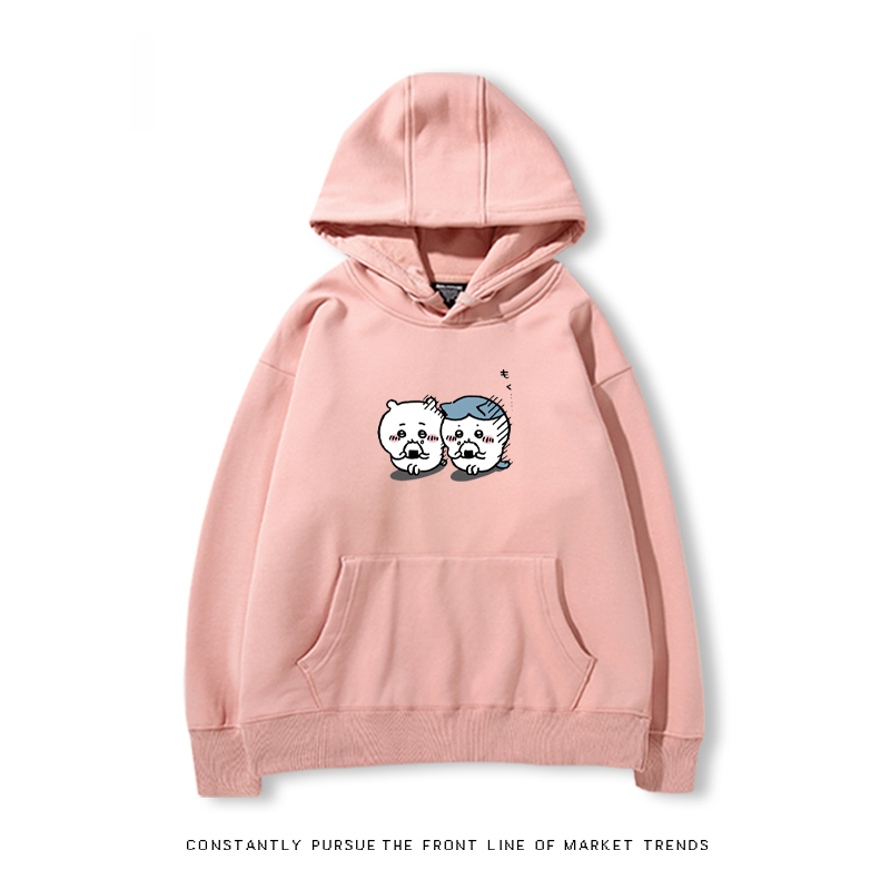 Chiikawa聯名衛衣2024秋冬新款親子情侶裝薄絨款連帽衛衣