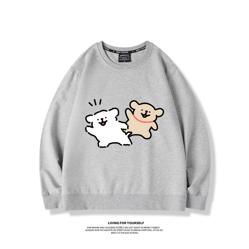 線條小狗2023親子情侶裝 圓領長袖