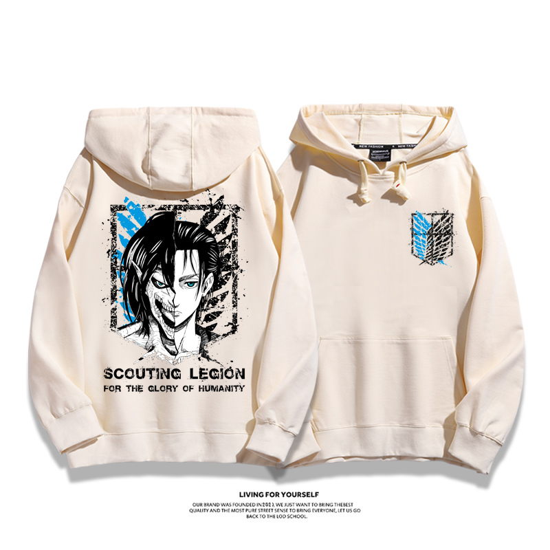 進擊的巨人聯名衛衣2023秋冬新款親子情侶裝薄絨款連帽衛衣