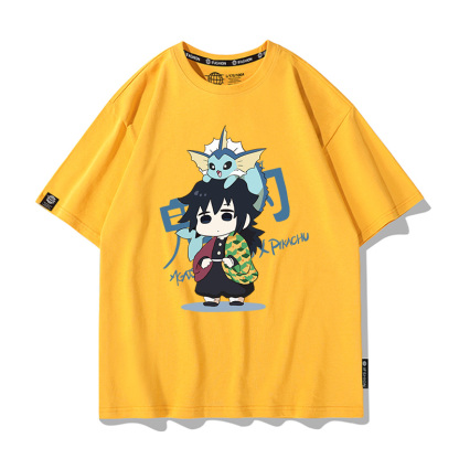 鬼滅之刃x精靈寶可夢 2025情侶男親子女同款 印花短袖T恤