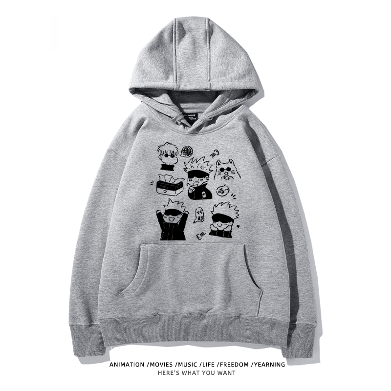 咒術迴戰聯名衛衣2024秋冬新款親子情侶裝薄絨款連帽衛衣