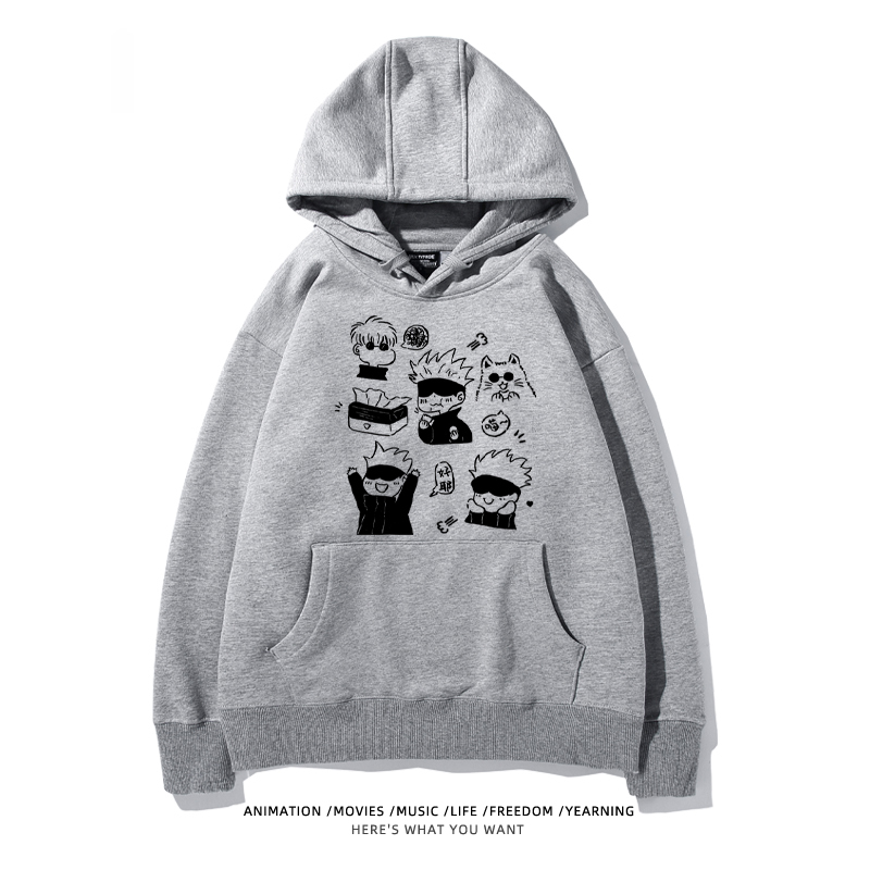 咒術迴戰聯名衛衣2024秋冬新款親子情侶裝薄絨款連帽衛衣