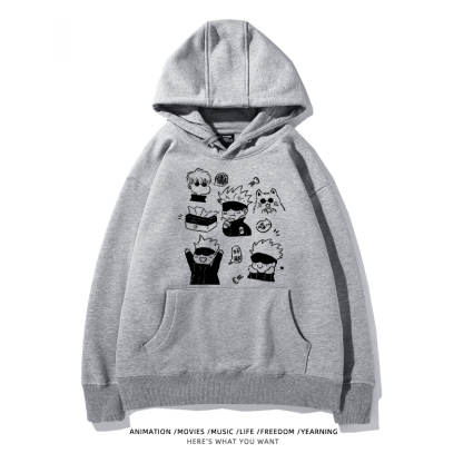 咒術迴戰聯名衛衣2024秋冬新款親子情侶裝薄絨款連帽衛衣