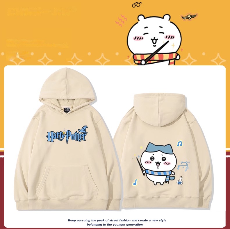 Chiikawa聯名衛衣2024秋冬新款親子情侶裝薄絨款連帽衛衣